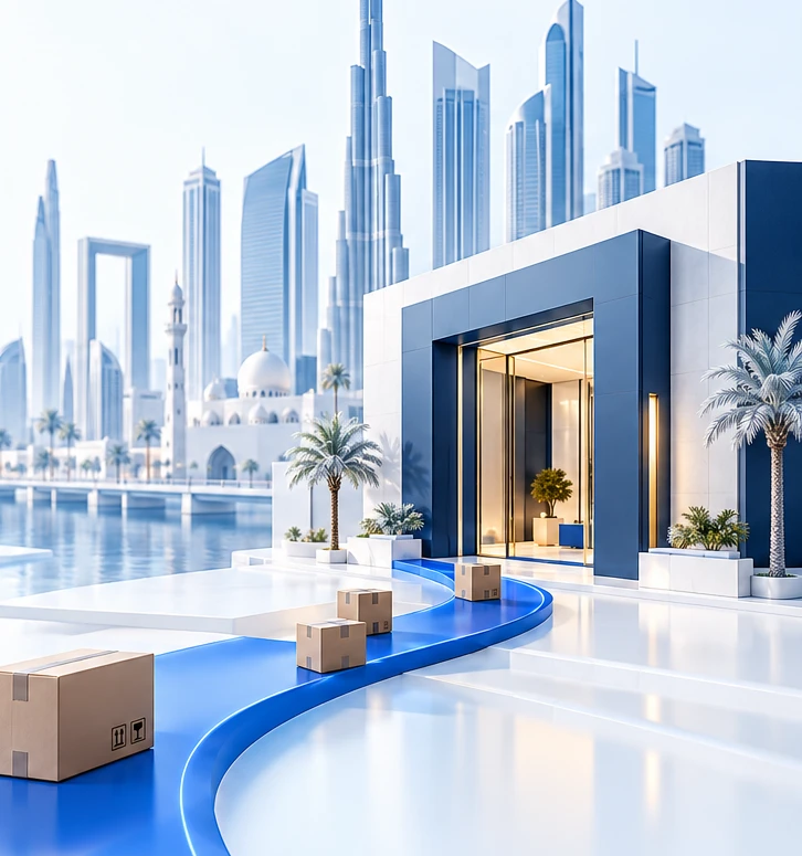 Illustration of goods delivered across the UAE