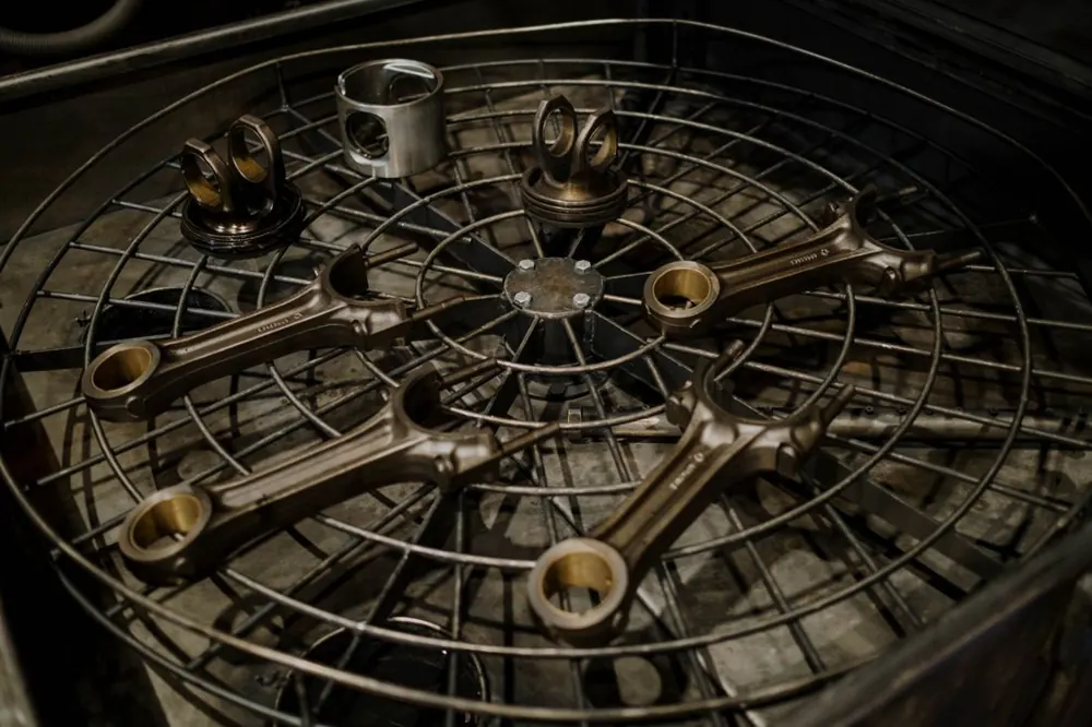 Mechanical automotive parts arranged on a grid