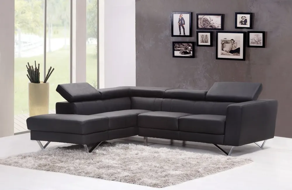Sofa and furnishings in a bright living room