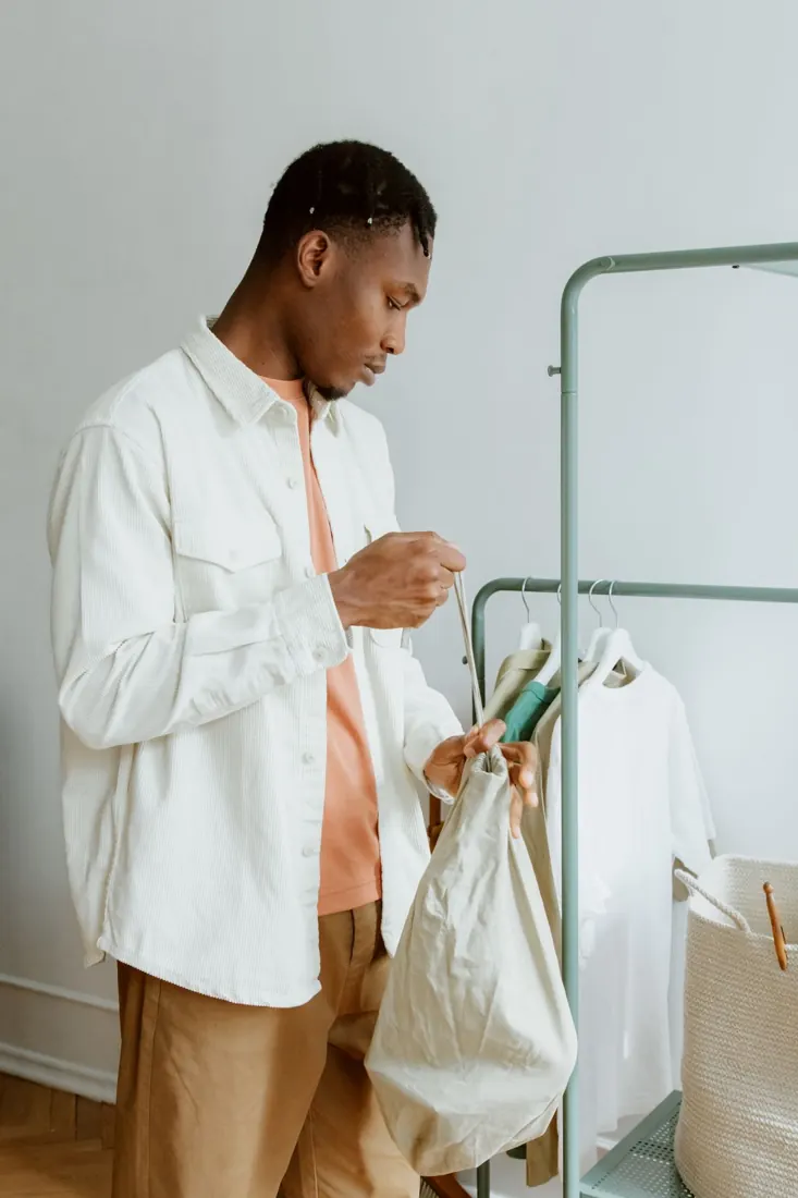 Clothing arranged on a garment rack