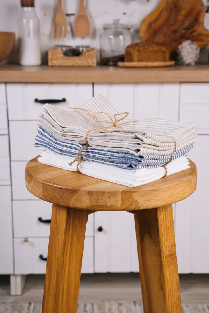 Folded linen towels for non-clinical wellness settings