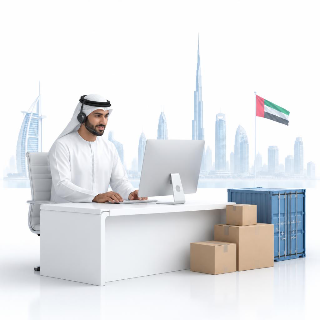 TradeX UAE team member coordinating a China sourcing order at his desk